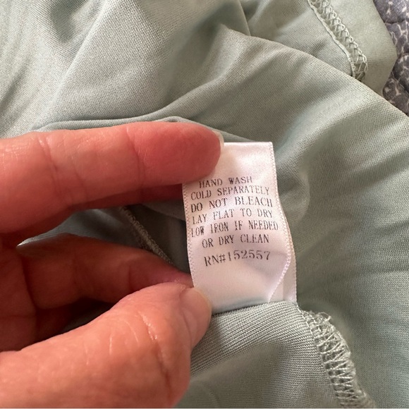 Polagram Dress Floral Green Maxi Smocked Bodice Three Tiered RuffleS Size M - Picture 11 of 15